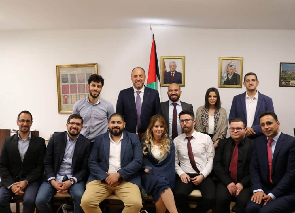 A group of Palestinian entrepreneurs visited the UK as part of their participation in an event to showcase Palestinian entrepreneurship. The event was organised with support from the Arab-British Chamber of Commerce (ABCC). The goal of the visit was to highlight the many talents in the Palestinian market in fintech, services and ICT sectors. At the Palestinian Mission in London, the group were received by H. E. Dr Husam Zomlot who praised their innovation as a lever for the Palestinian economy. Dr Zomlot argued that tech startups are one way the Palestinians can overcome the physical barriers placed by the Israeli occupation against the development of the Palestinian economy. The group is part of MENA Catalyst Foundation, a regional incubator which seeks to develop the business links between entrepreneurs in Palestine and the region and potential cooperation opportunities in Europe and North America.